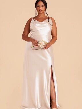 Birdy Grey Satin Cowl Maxi Dress in Ivory